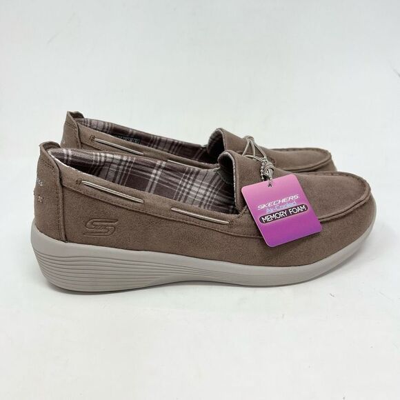 Skechers Arya Sail With Me Loafers Womens 11 Taupe Slip-On Round Toe Memory Foam - Picture 1 of 10